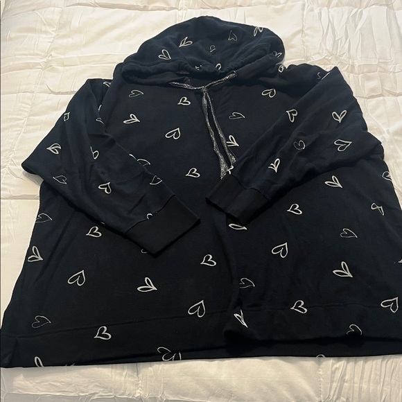 Jane and Delancey Tops - Jane and Delancey Black Hoodie with Heart Design